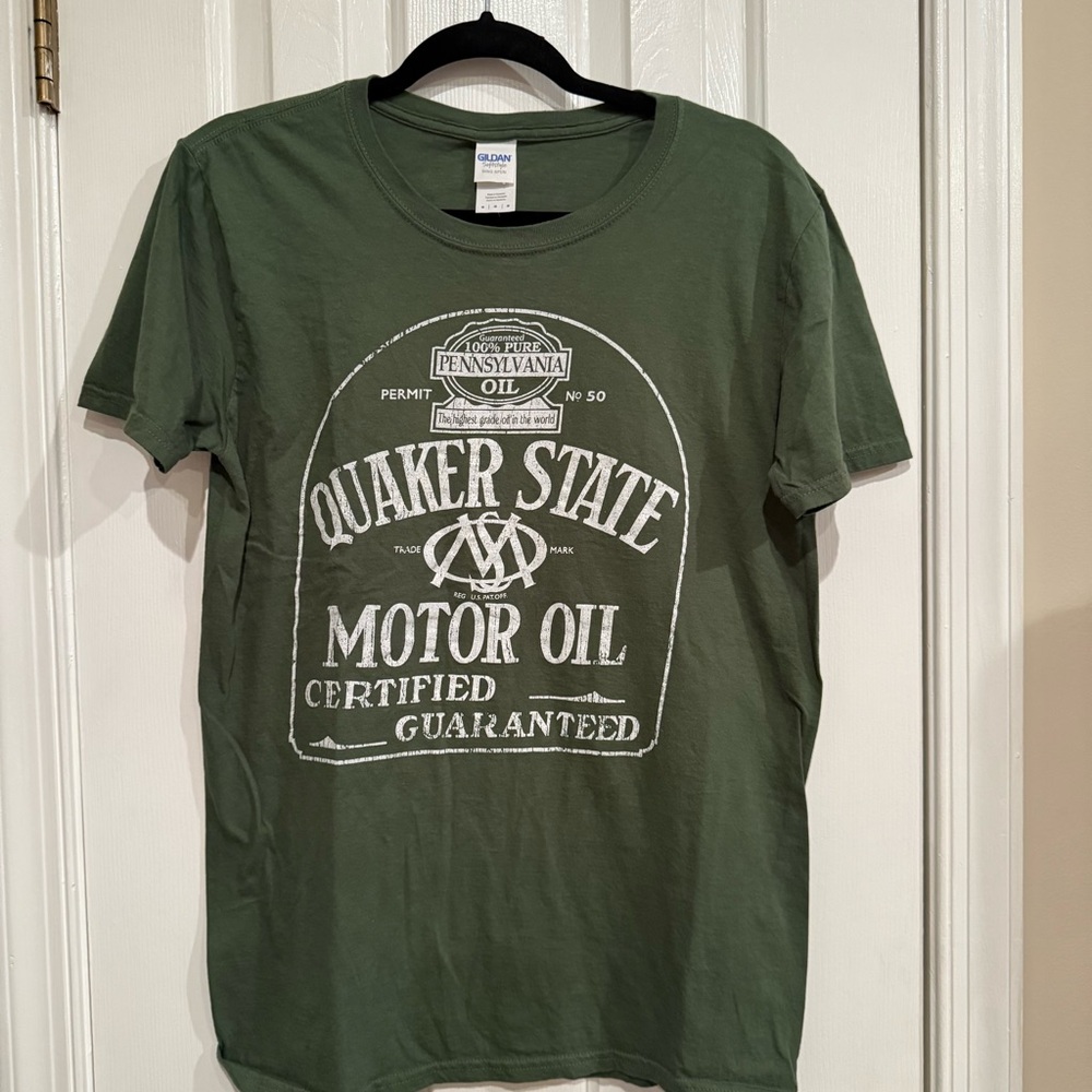 Pennsylvania Quaker State Motor Oil T-Shirt Green Size Medium